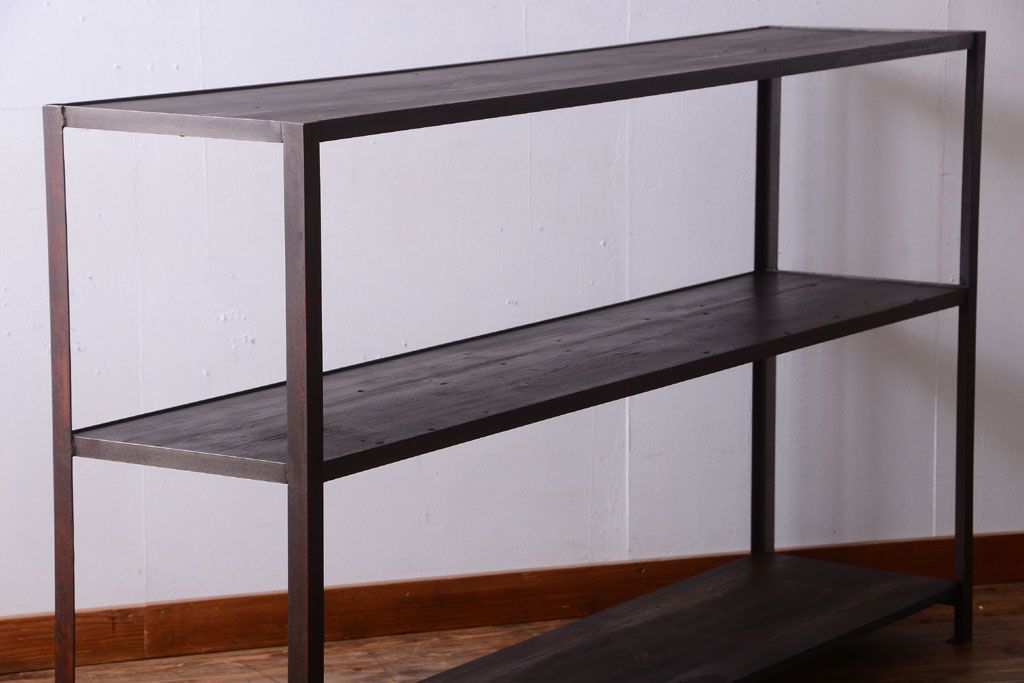 ラフジュ工房オリジナル　シンプルな背の低いアイアンラック(大)