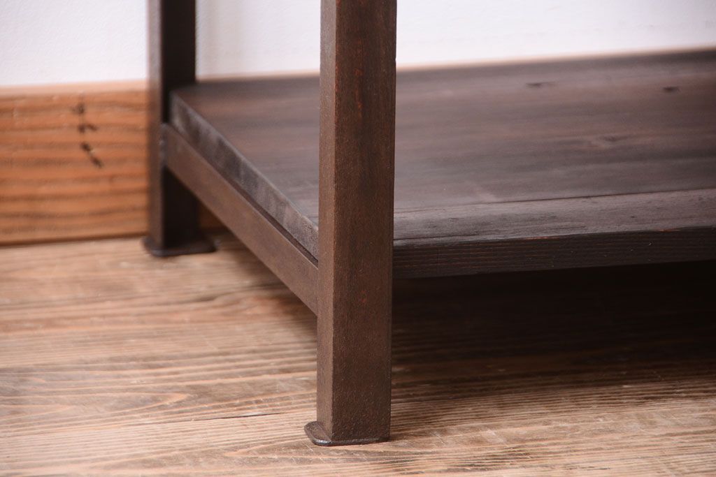 ラフジュ工房オリジナル　シンプルな背の低いアイアンラック(大)