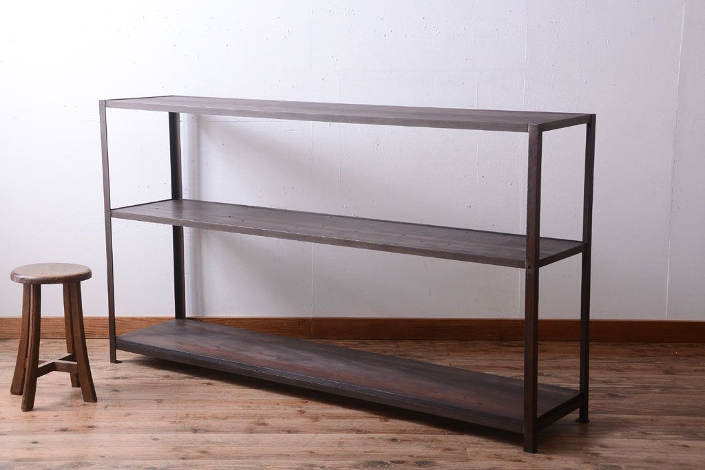 ラフジュ工房オリジナル　シンプルな背の低いアイアンラック(大)