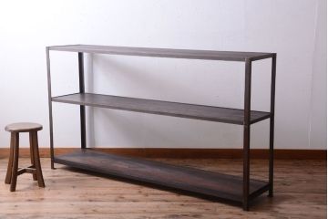 ラフジュ工房オリジナル　シンプルな背の低いアイアンラック(大)