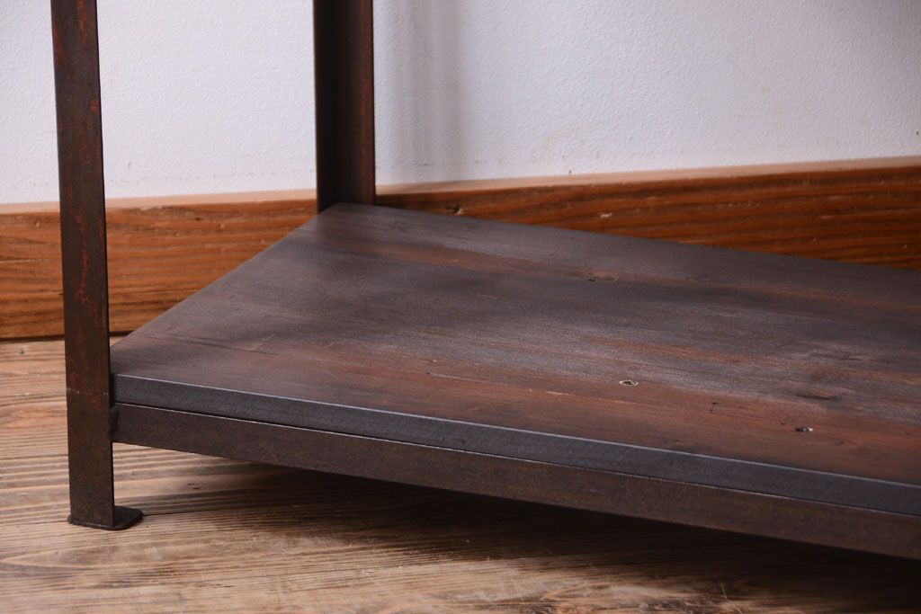 ラフジュ工房オリジナル　シンプルな背の低いアイアンラック(大)