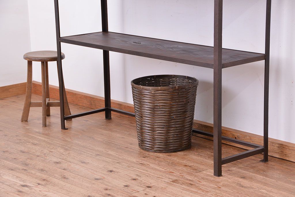 ラフジュ工房オリジナル　シンプルな背の低いアイアンラック(大)