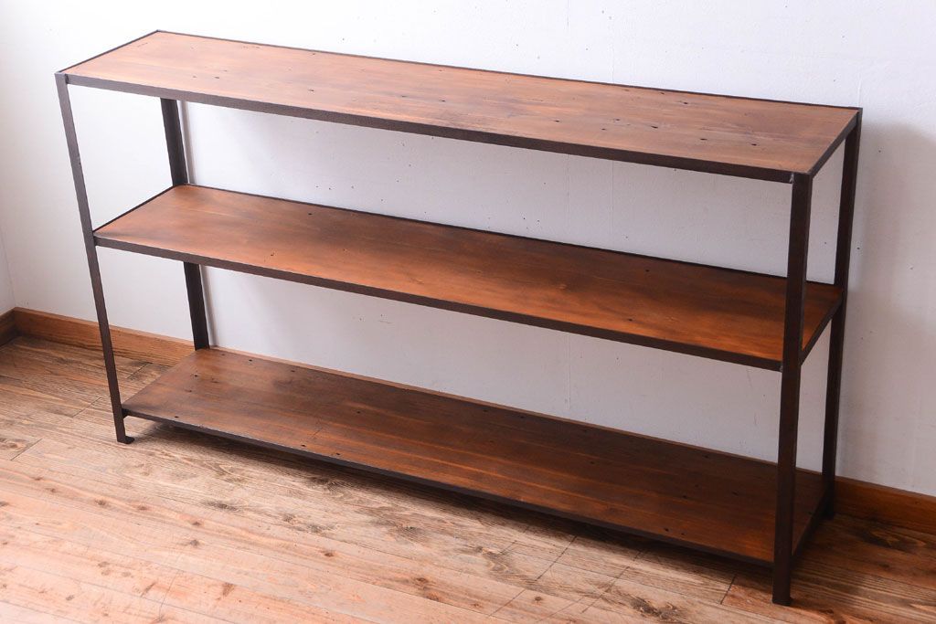 ラフジュ工房オリジナル　シンプルな背の低いアイアンラック(大)(2)