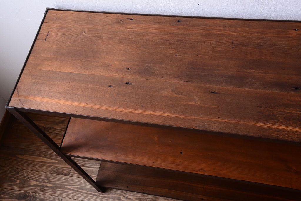 ラフジュ工房オリジナル　シンプルな背の低いアイアンラック(大)(2)