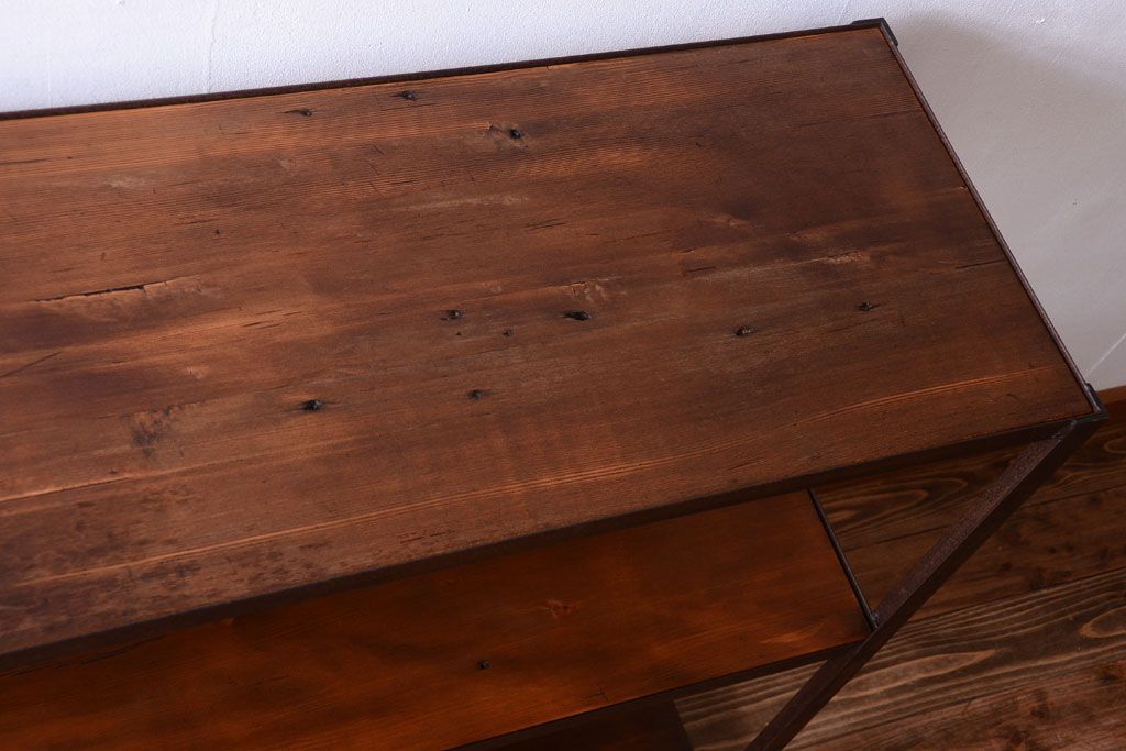 ラフジュ工房オリジナル　シンプルな背の低いアイアンラック(大)(2)