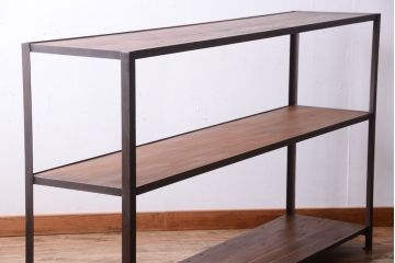 ラフジュ工房オリジナル　シンプルな背の低いアイアンラック(大)(2)