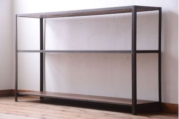 ラフジュ工房オリジナル　シンプルな背の低いアイアンラック(大)(2)