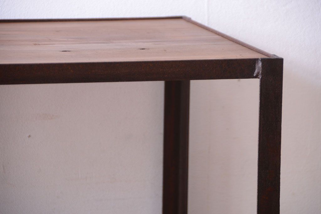 ラフジュ工房オリジナル　シンプルな背の低いアイアンラック(大)(2)