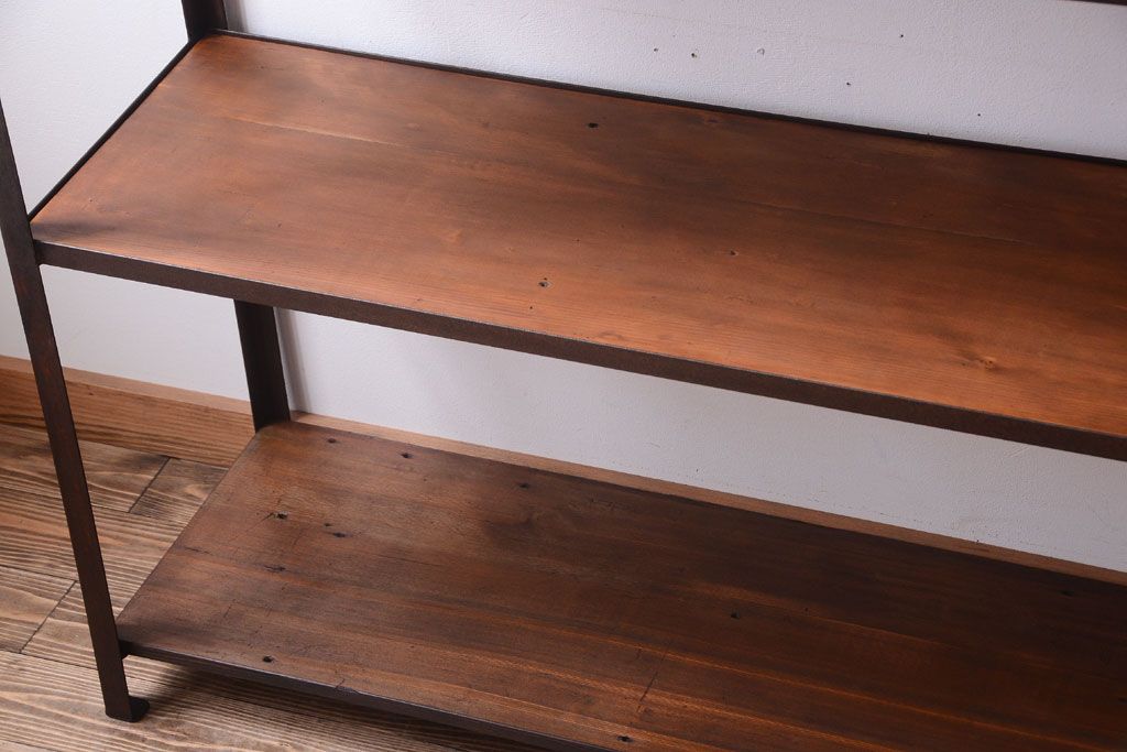 ラフジュ工房オリジナル　シンプルな背の低いアイアンラック(大)(2)