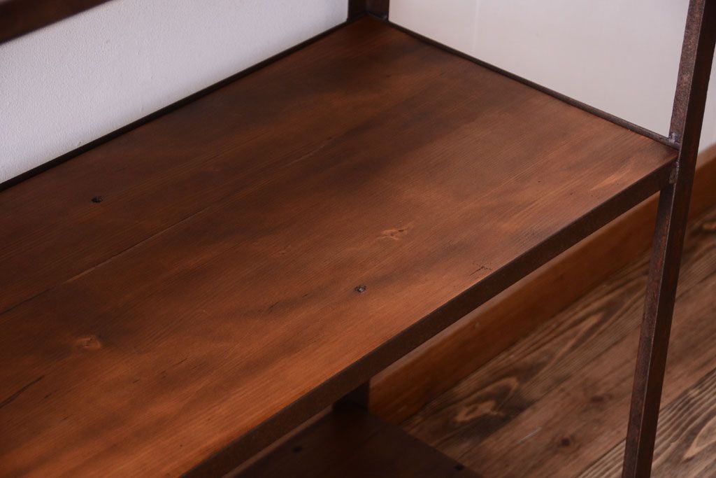 ラフジュ工房オリジナル　シンプルな背の低いアイアンラック(大)(2)