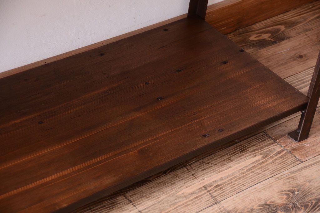 ラフジュ工房オリジナル　シンプルな背の低いアイアンラック(大)(2)