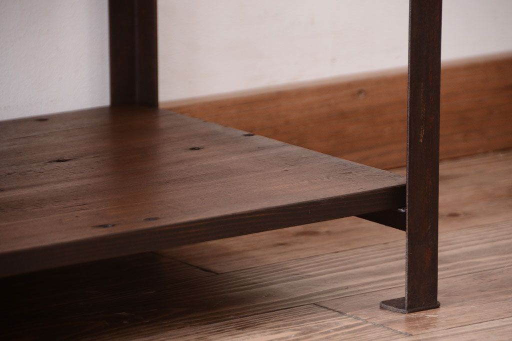 ラフジュ工房オリジナル　シンプルな背の低いアイアンラック(大)(2)