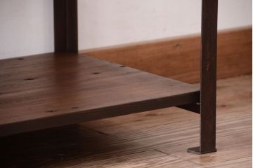 ラフジュ工房オリジナル　シンプルな背の低いアイアンラック(大)(2)