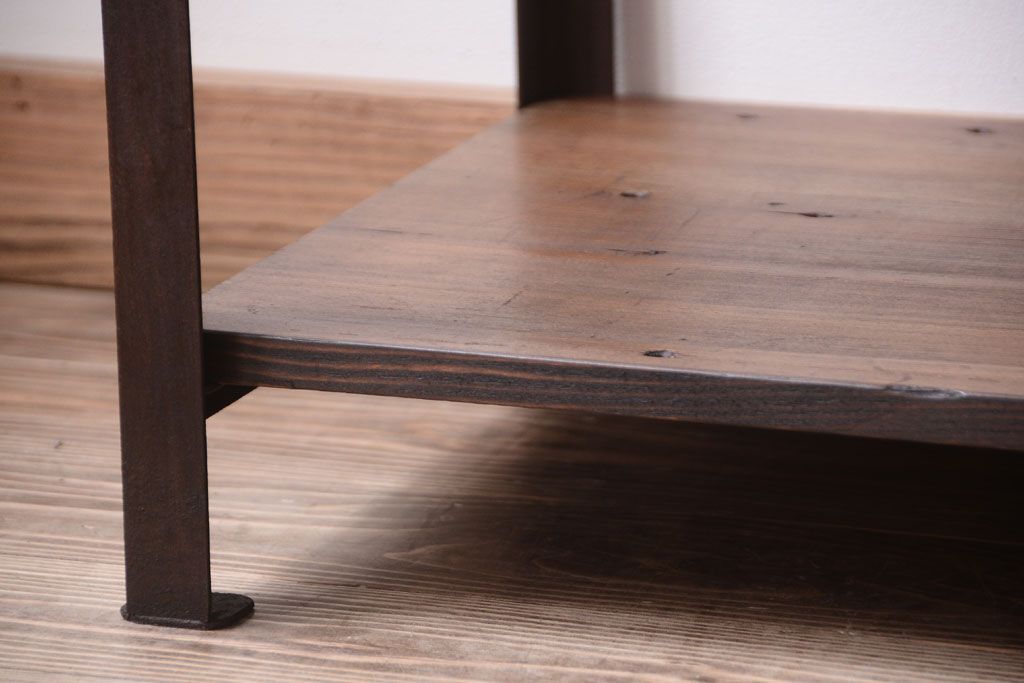 ラフジュ工房オリジナル　シンプルな背の低いアイアンラック(大)(2)