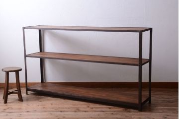 ラフジュ工房オリジナル　シンプルな背の低いアイアンラック(大)(2)