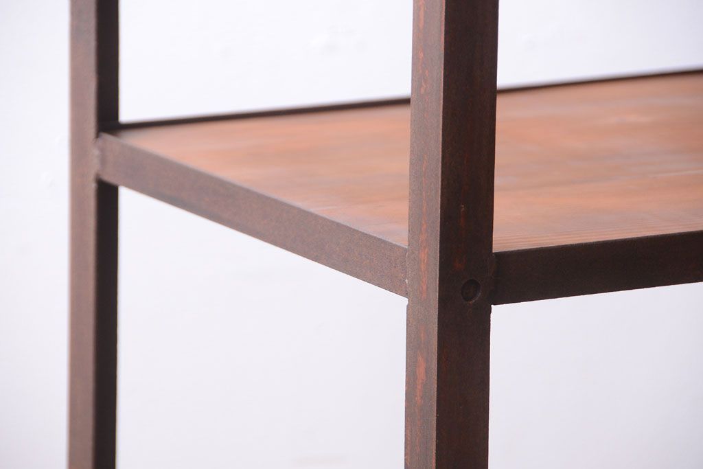 ラフジュ工房オリジナル　シンプルな背の低いアイアンラック(大)(2)