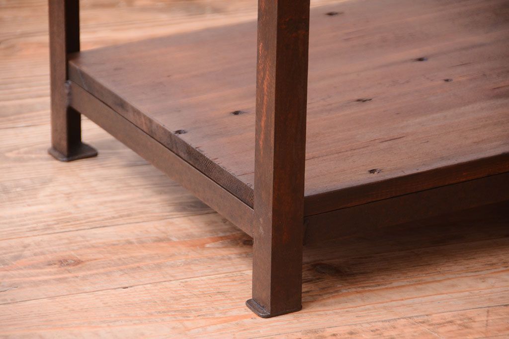 ラフジュ工房オリジナル　シンプルな背の低いアイアンラック(大)(2)