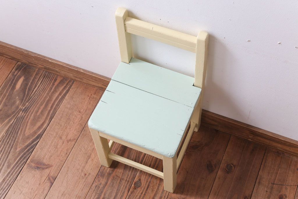 アンティーク家具　アンティーク　小ぶりでかわいいおしゃれなペイントチェア(子供用椅子)(2)