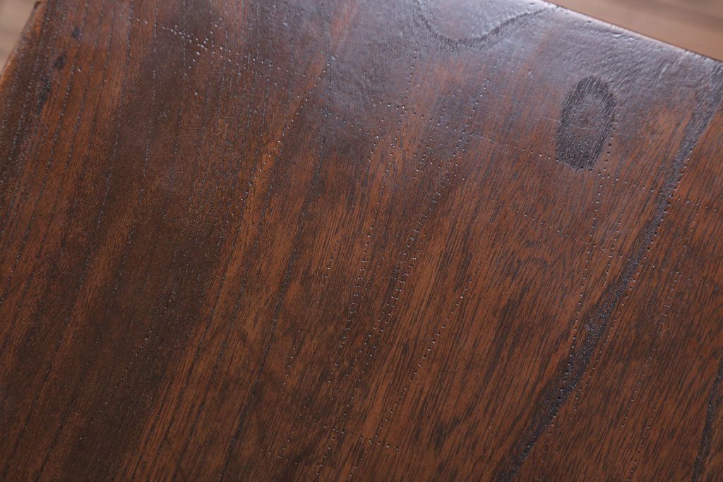 アンティーク家具　和製アンティーク　総欅材のシンプルな薄型サイドテーブル(平机)