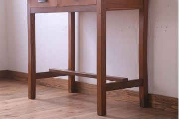 レトロ家具　昭和レトロ　引き出し2杯付き!古い木のサイドテーブル(平机)