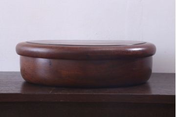 アンティーク雑貨　和製アンティーク　古い栃材製の刳り貫き茶櫃(小物入れ)