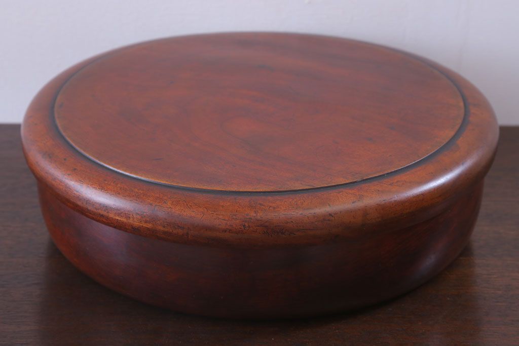 アンティーク雑貨　和製アンティーク　古い栃材製の刳り貫き茶櫃(小物入れ)