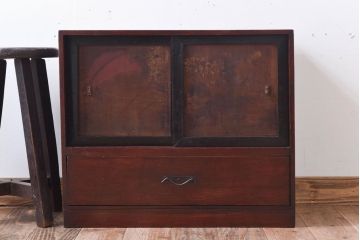アンティーク家具　古民具・骨董　明治〜大正期　引き出し付きの古い戸棚