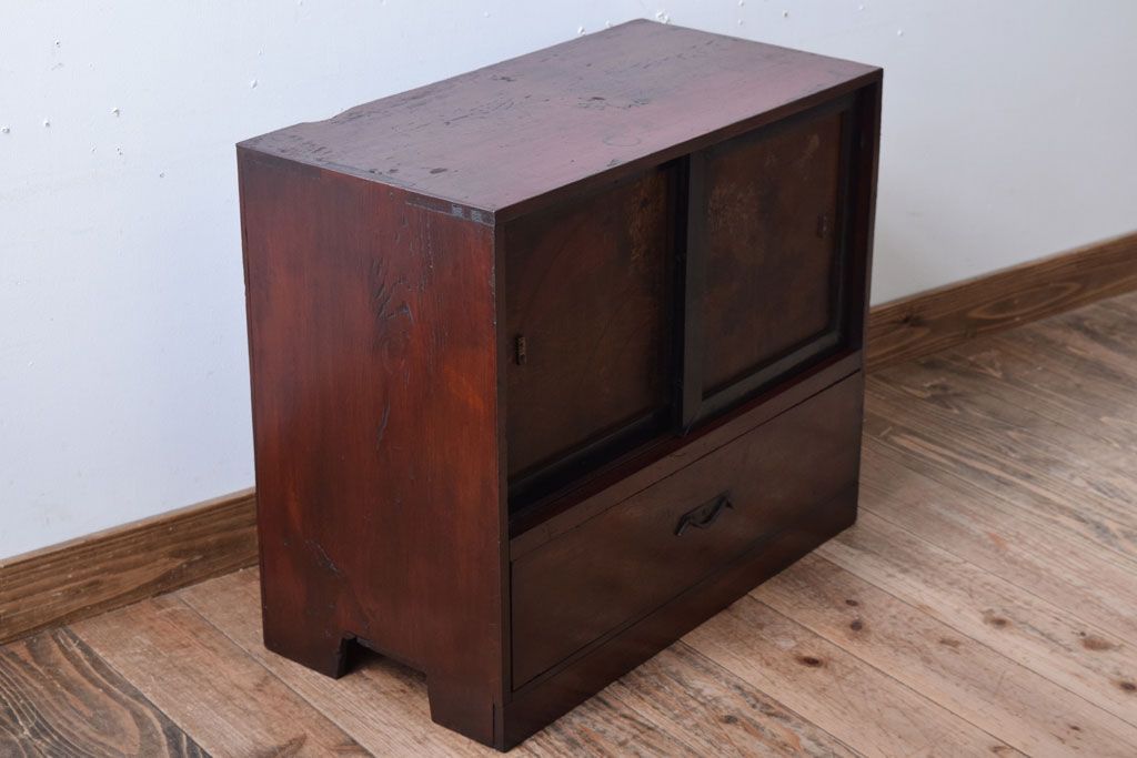 アンティーク家具　古民具・骨董　明治〜大正期　引き出し付きの古い戸棚