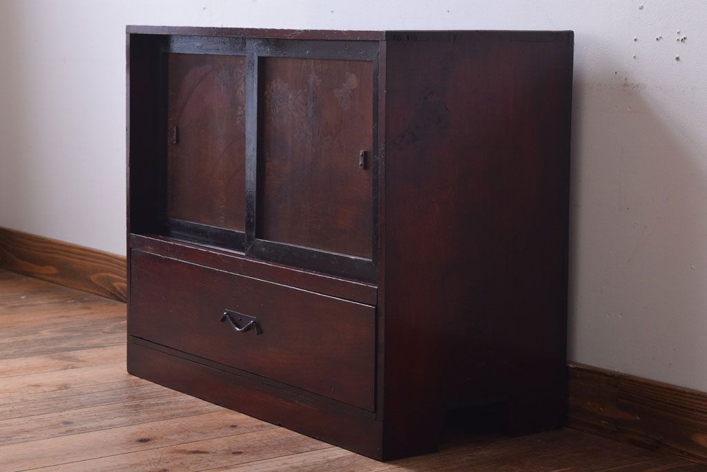 アンティーク家具　古民具・骨董　明治〜大正期　引き出し付きの古い戸棚