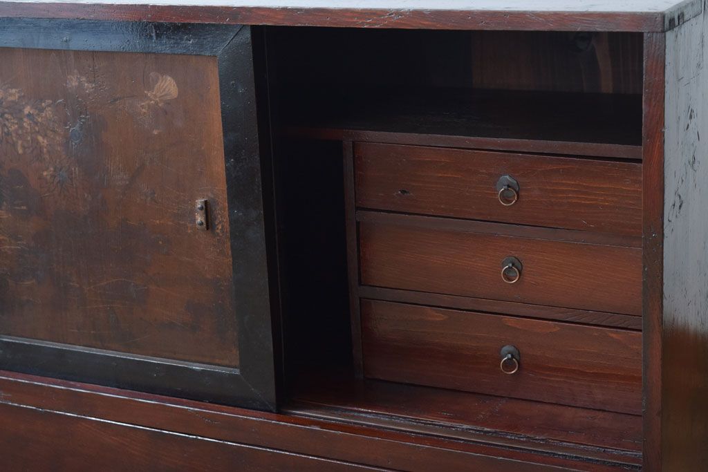 アンティーク家具　古民具・骨董　明治〜大正期　引き出し付きの古い戸棚
