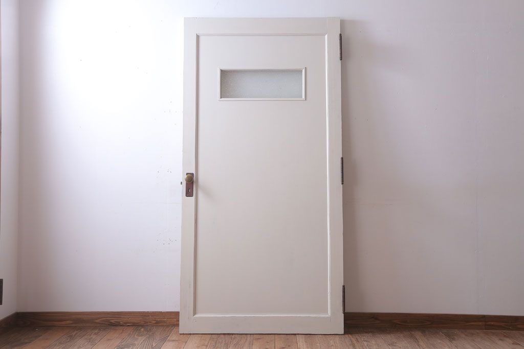 アンティークペイント　ダイヤガラス入り!大きな古いドア