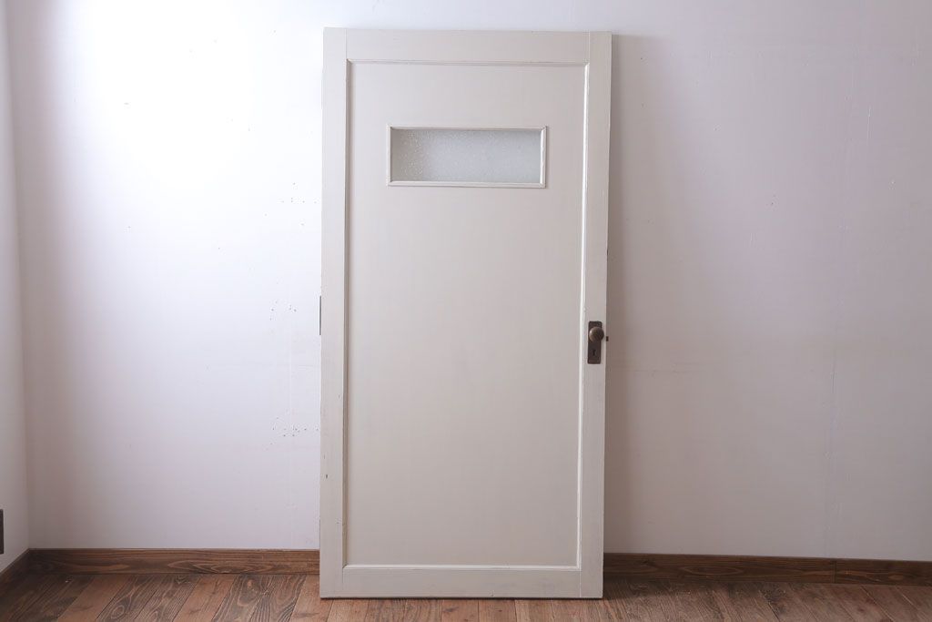 アンティークペイント　ダイヤガラス入り!大きな古いドア