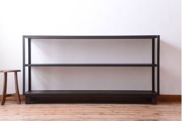 ラフジュ工房オリジナル　脚付きのシンプルな背の低いアイアンラック(大)