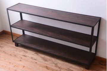 ラフジュ工房オリジナル　脚付きのシンプルな背の低いアイアンラック(大)