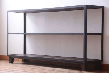 ラフジュ工房オリジナル　脚付きのシンプルな背の低いアイアンラック(大)