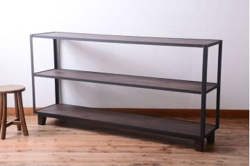 ラフジュ工房オリジナル　脚付きのシンプルな背の低いアイアンラック(大)