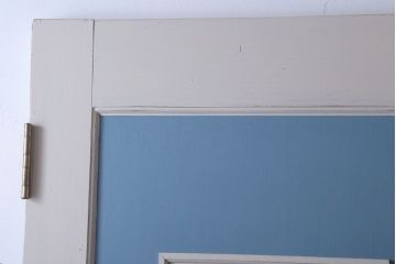 アンティークペイント　両開き　銀モールガラス入り!ドア2枚1対