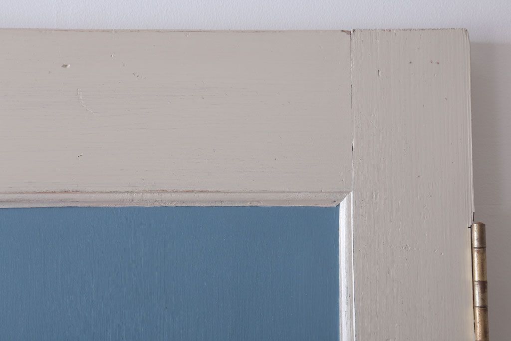 アンティークペイント　両開き　銀モールガラス入り!ドア2枚1対