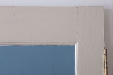 アンティークペイント　両開き　銀モールガラス入り!ドア2枚1対