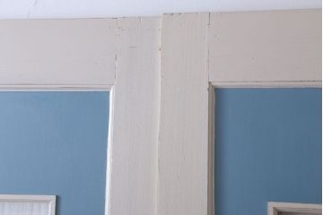 アンティークペイント　両開き　銀モールガラス入り!ドア2枚1対