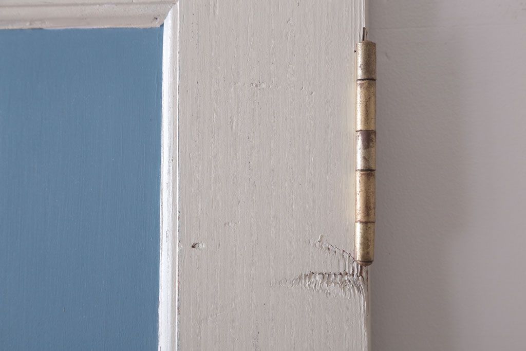 アンティークペイント　両開き　銀モールガラス入り!ドア2枚1対