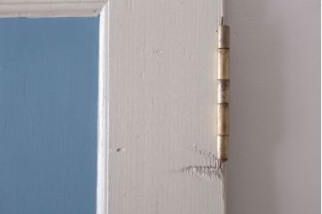 アンティークペイント　両開き　銀モールガラス入り!ドア2枚1対