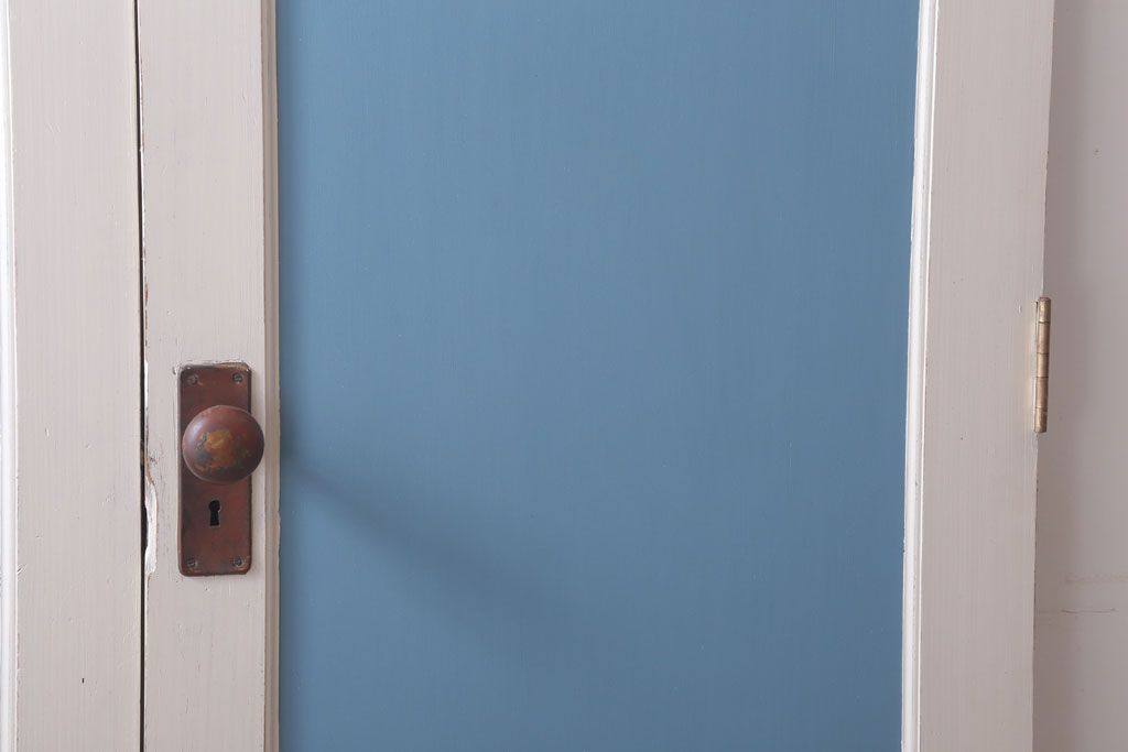 アンティークペイント　両開き　銀モールガラス入り!ドア2枚1対