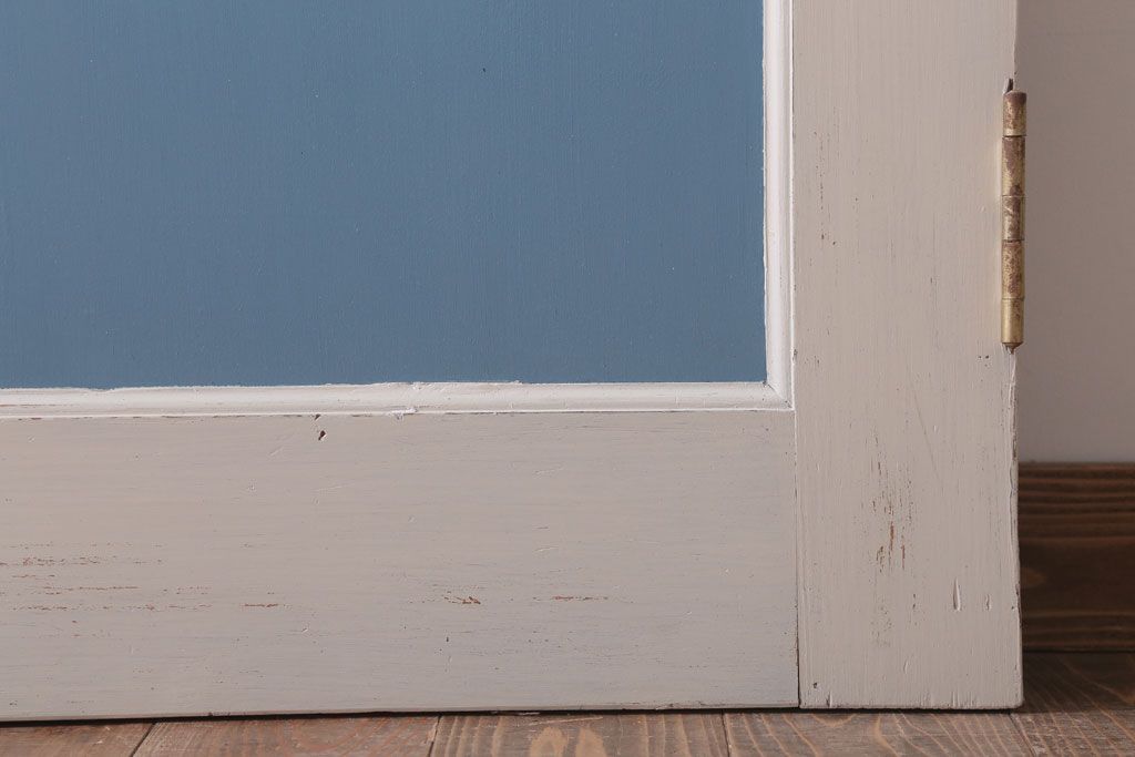 アンティークペイント　両開き　銀モールガラス入り!ドア2枚1対