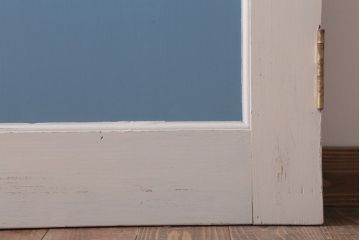 アンティークペイント　両開き　銀モールガラス入り!ドア2枚1対