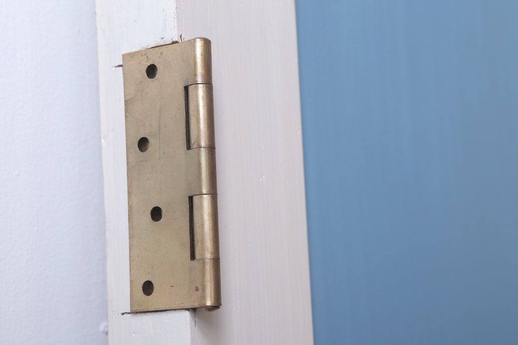 アンティークペイント　両開き　銀モールガラス入り!ドア2枚1対