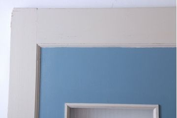 アンティークペイント　両開き　銀モールガラス入り!ドア2枚1対