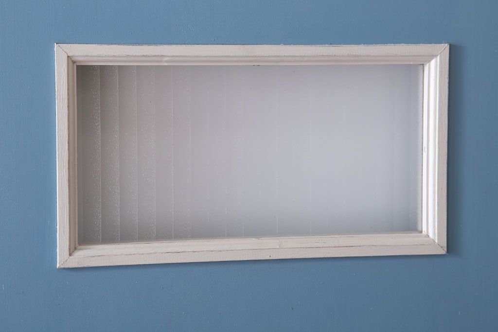 アンティークペイント　両開き　銀モールガラス入り!ドア2枚1対