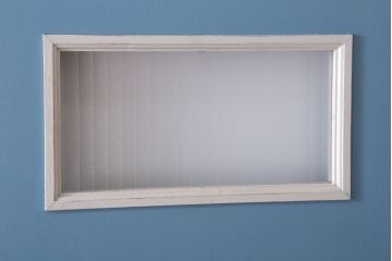 アンティークペイント　両開き　銀モールガラス入り!ドア2枚1対