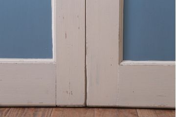 アンティークペイント　両開き　銀モールガラス入り!ドア2枚1対